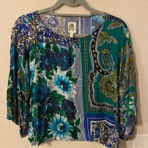 Tiny Anthro XS Womens Top Teal & Blue in Color Crop